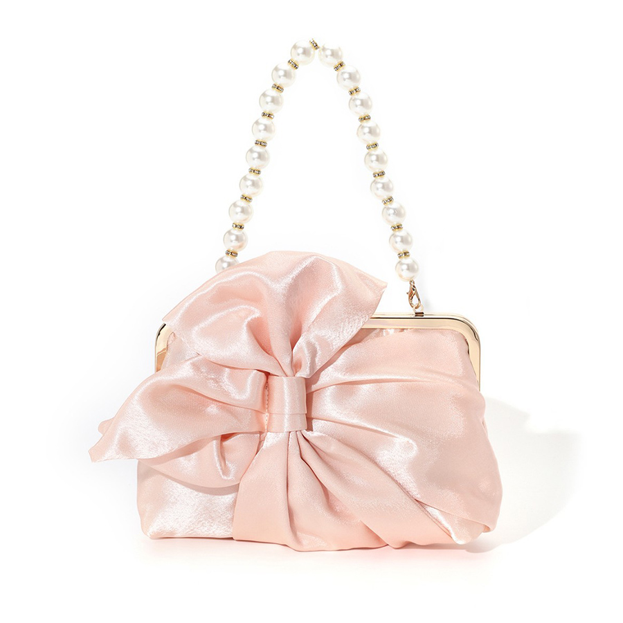 Women Bags White - White Satin Big Bow Evening Bags