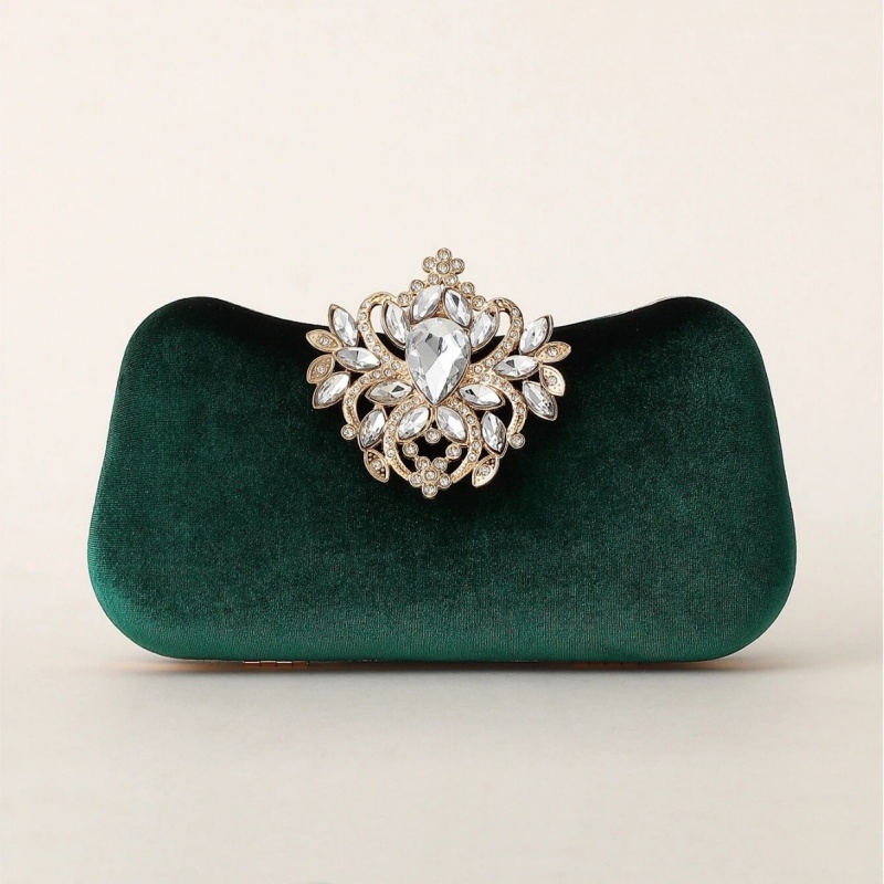 Dark Green Velvet Clutch Bag L - Women'S Evening Bags review and price