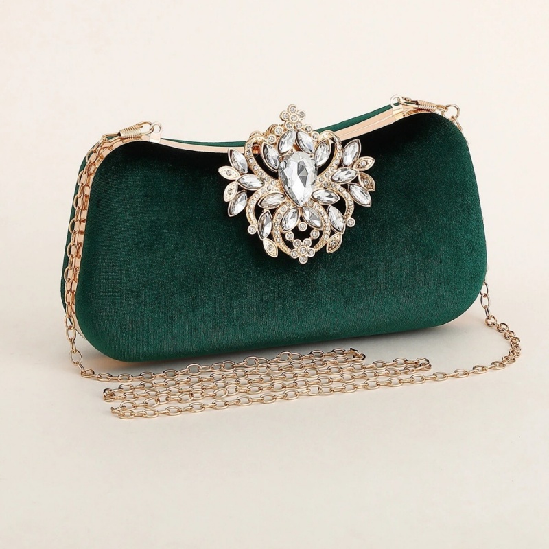 Dark Green Velvet Clutch Bag L - Women'S Evening Bags review and price