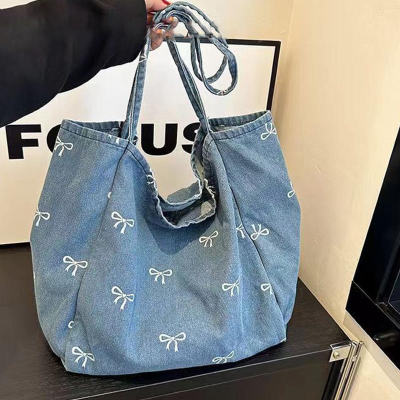Ladies Bow Decor Denim Canvas  - Women Bags Jeans review and price