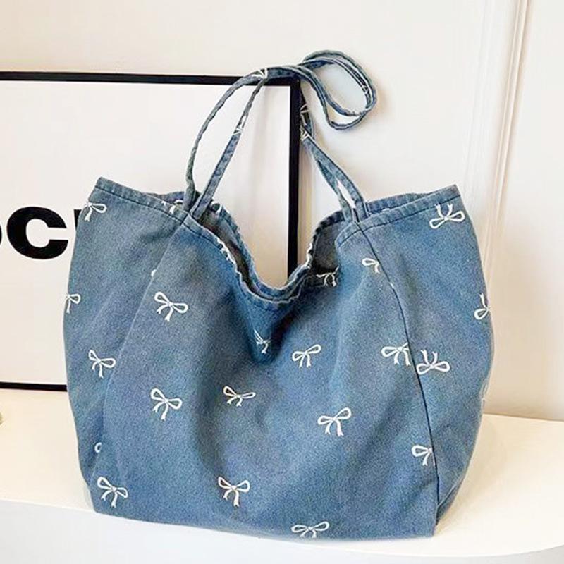 Ladies Bow Decor Denim Canvas  - Women Bags Jeans review and price