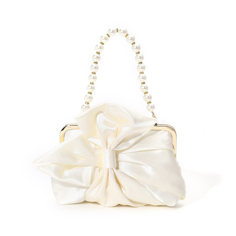 White Satin Big Bow Evening Ba - Women Bags White review and price
