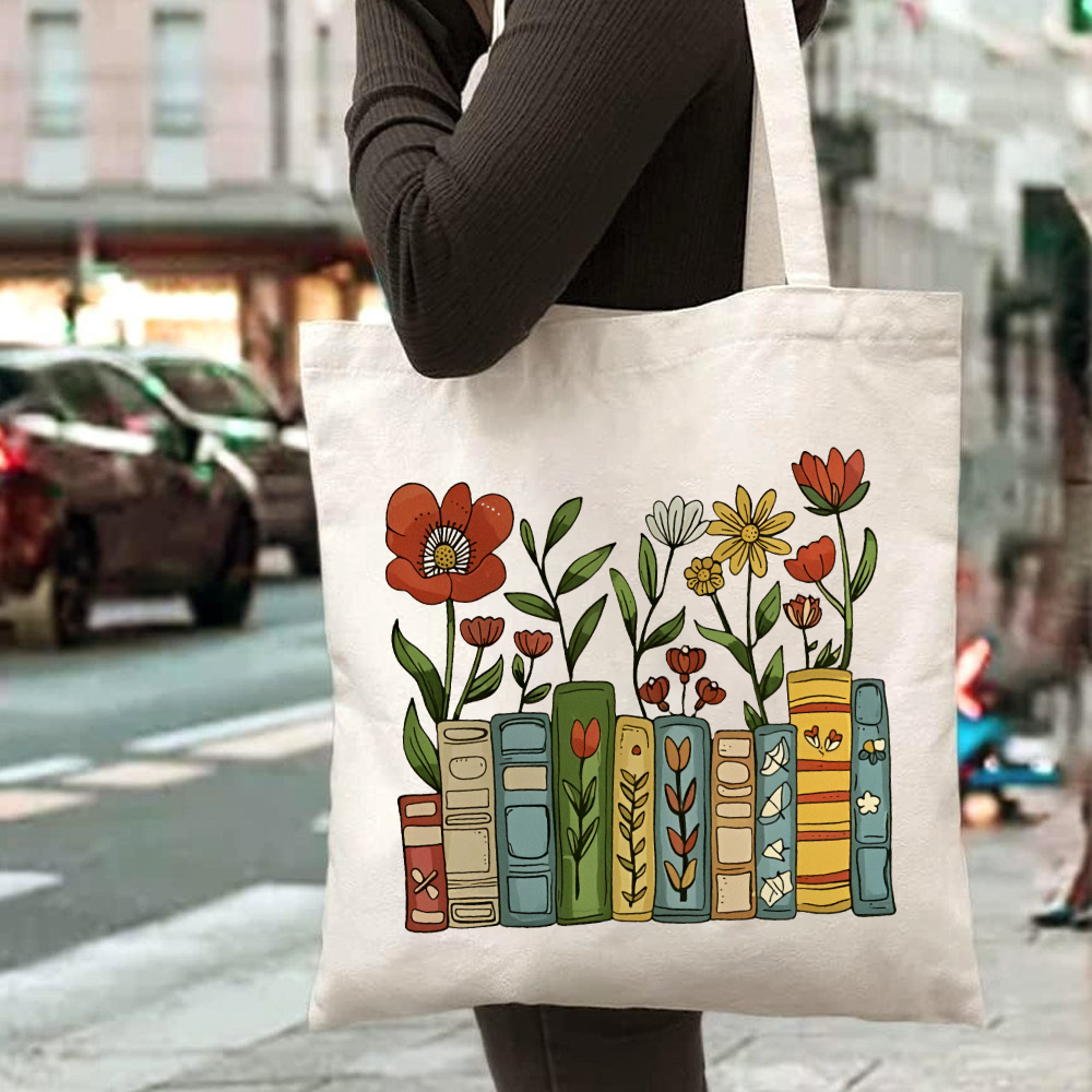 Tote Bag with Bookshelf Print, - Women Hand Bags For Office review and price