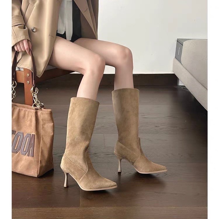 Cow Suede Mid-calf Modern Boot - Women Bags Sale review and price
